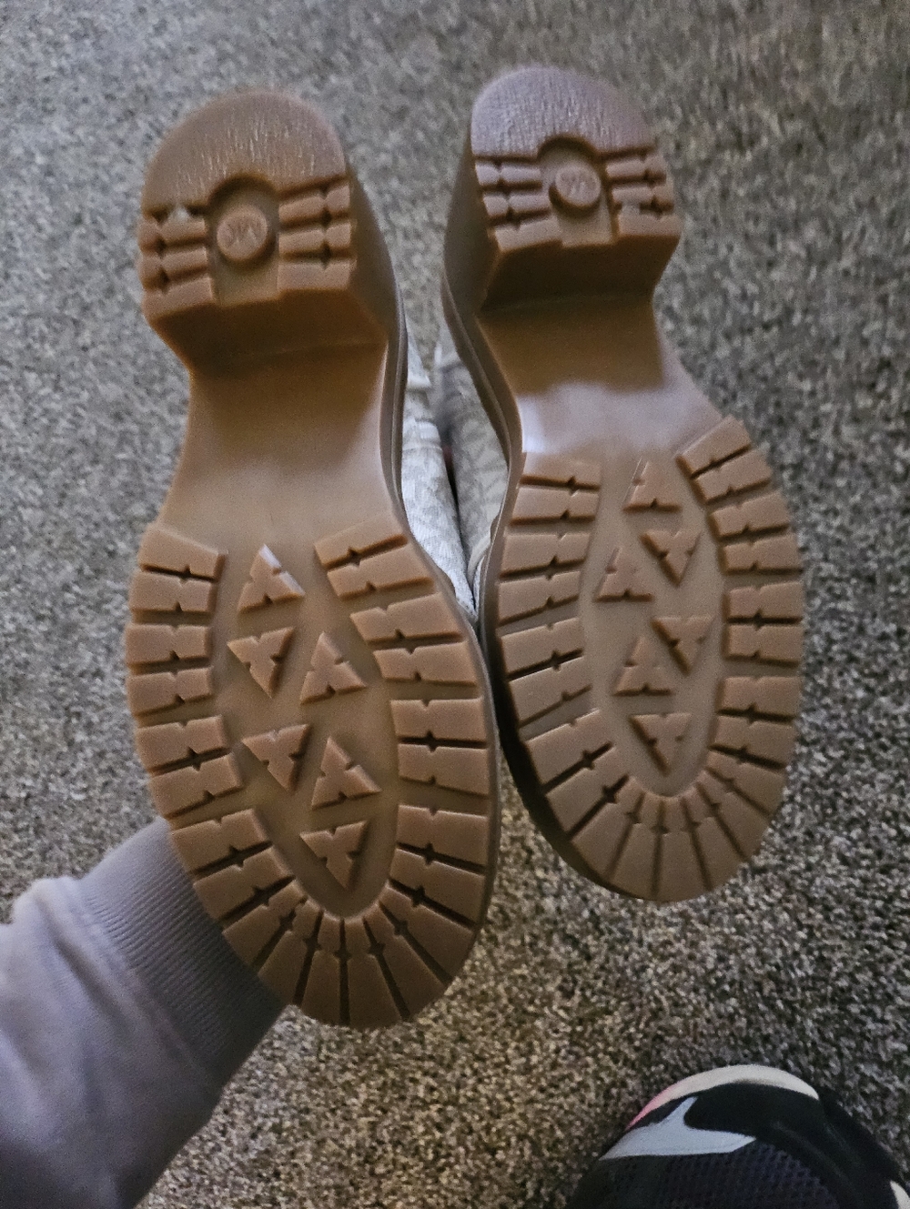 Michael Kors Cream/White Logo Lace-Up Combat Boots - Picture 5 of 6